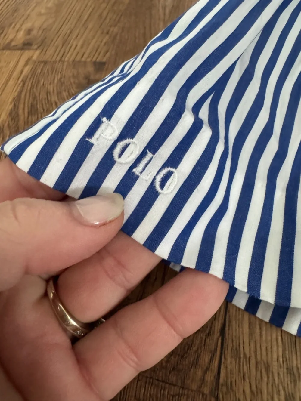 Ralph Lauren Polo Blue Striped 2 Piece Dress Pinafore Bloomer Size 9 Months A